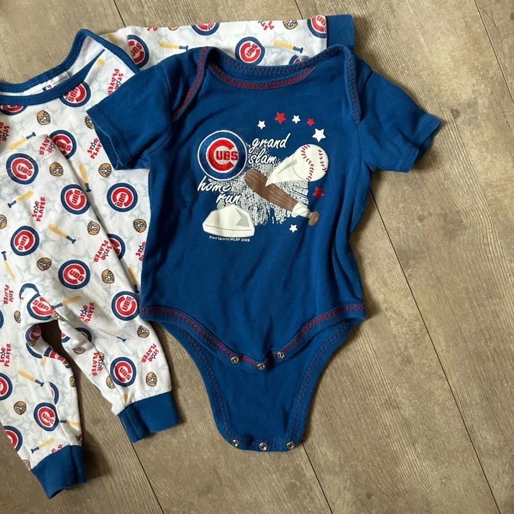 Chicago Cubs Baby Boy Clothes 3 Piece Mix Match Outfit Set- Pajamas & Bodysuit